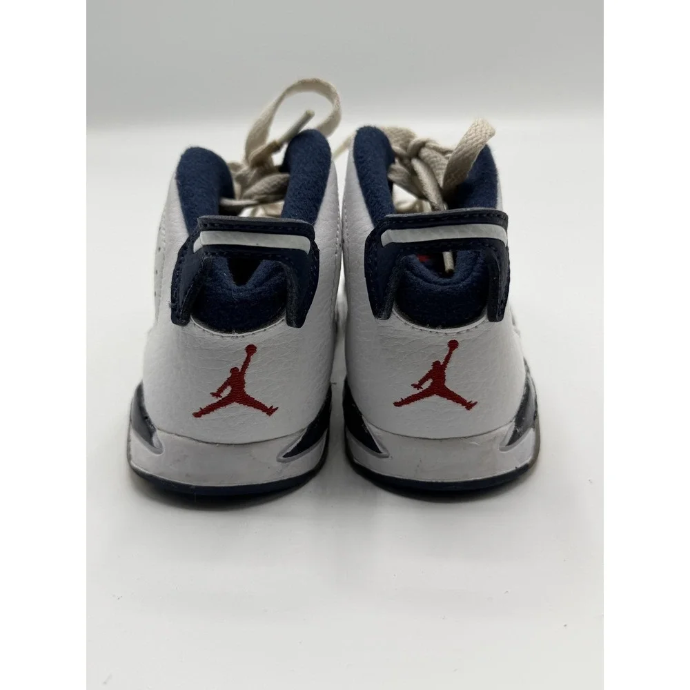 Jordan 6 Retro Olympic 384667-130 Toddler White Navy Size 7C